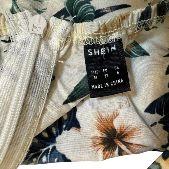 SHEIN Strapless Tropical Cutout Midi Dress Size M - Picture 8 of 8